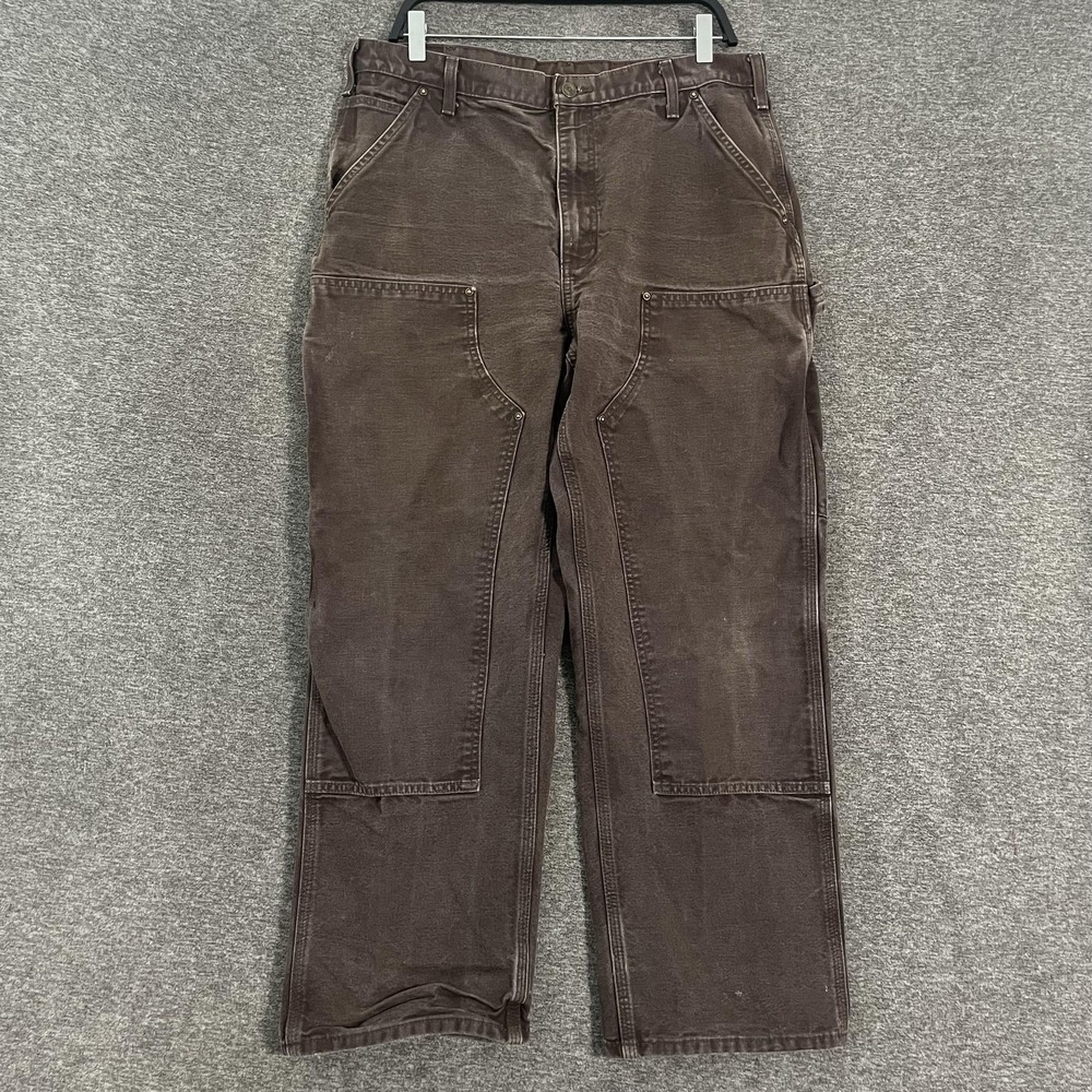 Carhartt Pants Mens 36x30 Brown B136 Duck Canvas Double Knee Carpenter Workwear